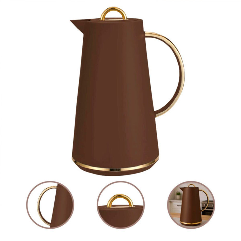 Garrafa Térmica Samira 1L Marrom - Conserva Bebidas Quentes e Frias