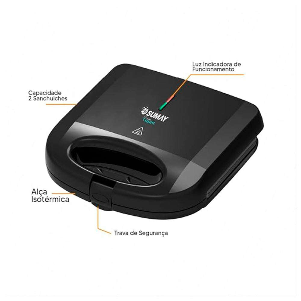 Sanduicheira Grill Elétrica Cuisine SM-SP01 127V - Inox e Antiaderrapante