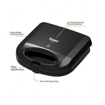 Sanduicheira Grill Elétrica Cuisine SM-SP01 127V - Inox e Antiaderrapante