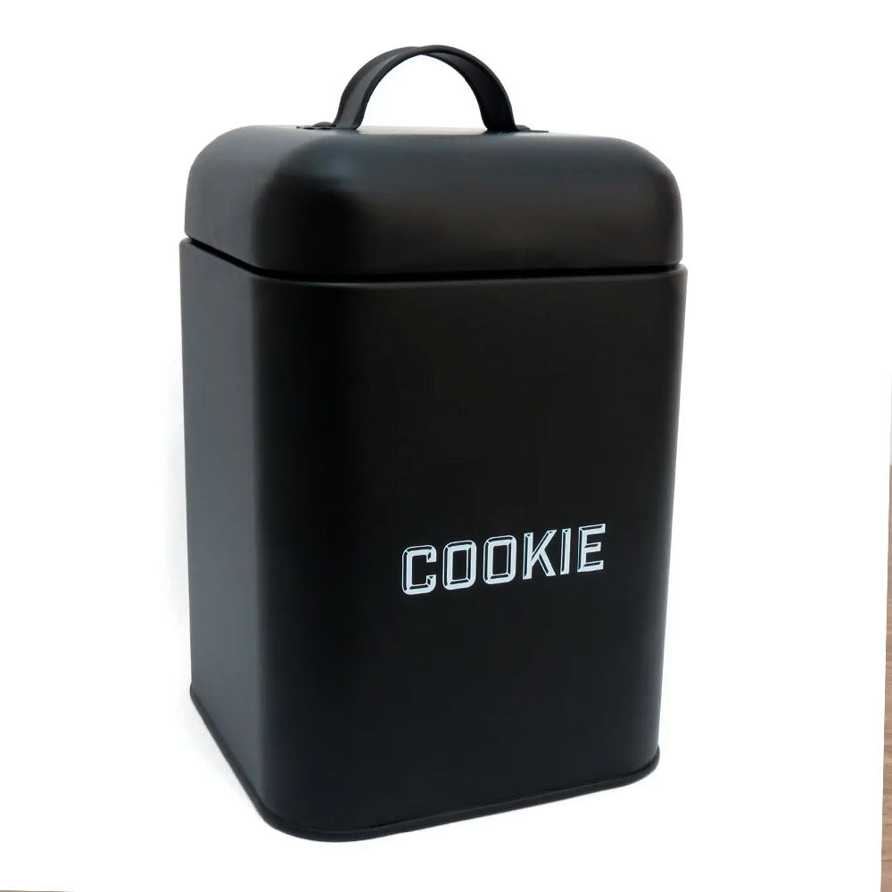 Lata de Cookies Retrô Preta 12x19cm Aço Carbono Mai Home