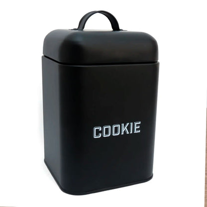 Lata de Cookies Retrô Preta 12x19cm Aço Carbono Mai Home