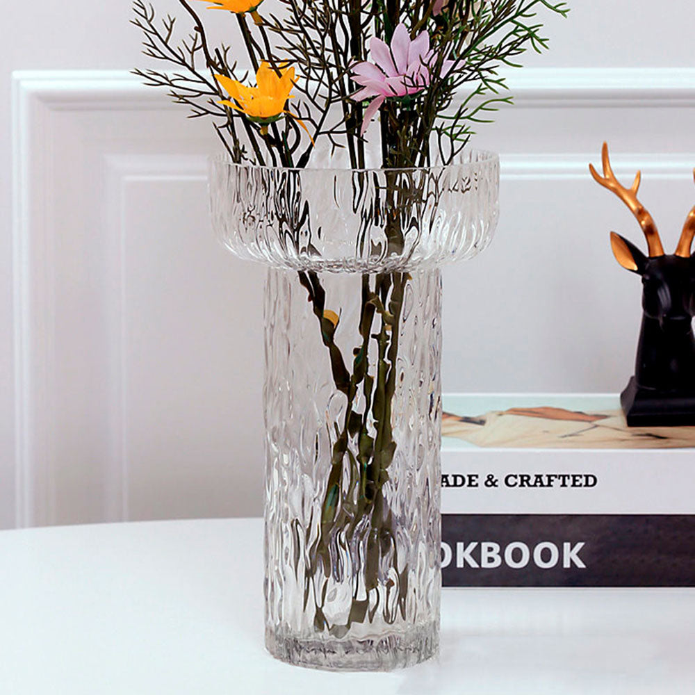 Vaso Decorativo de Vidro Tulipa Cinza 14,5x25cm Mai Home