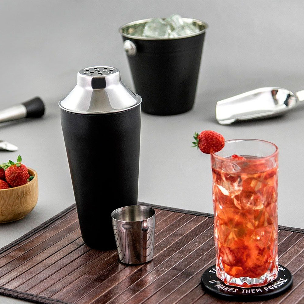 Balde de Gelo 1,5L Aço Inox Preto com Pegador Wincy