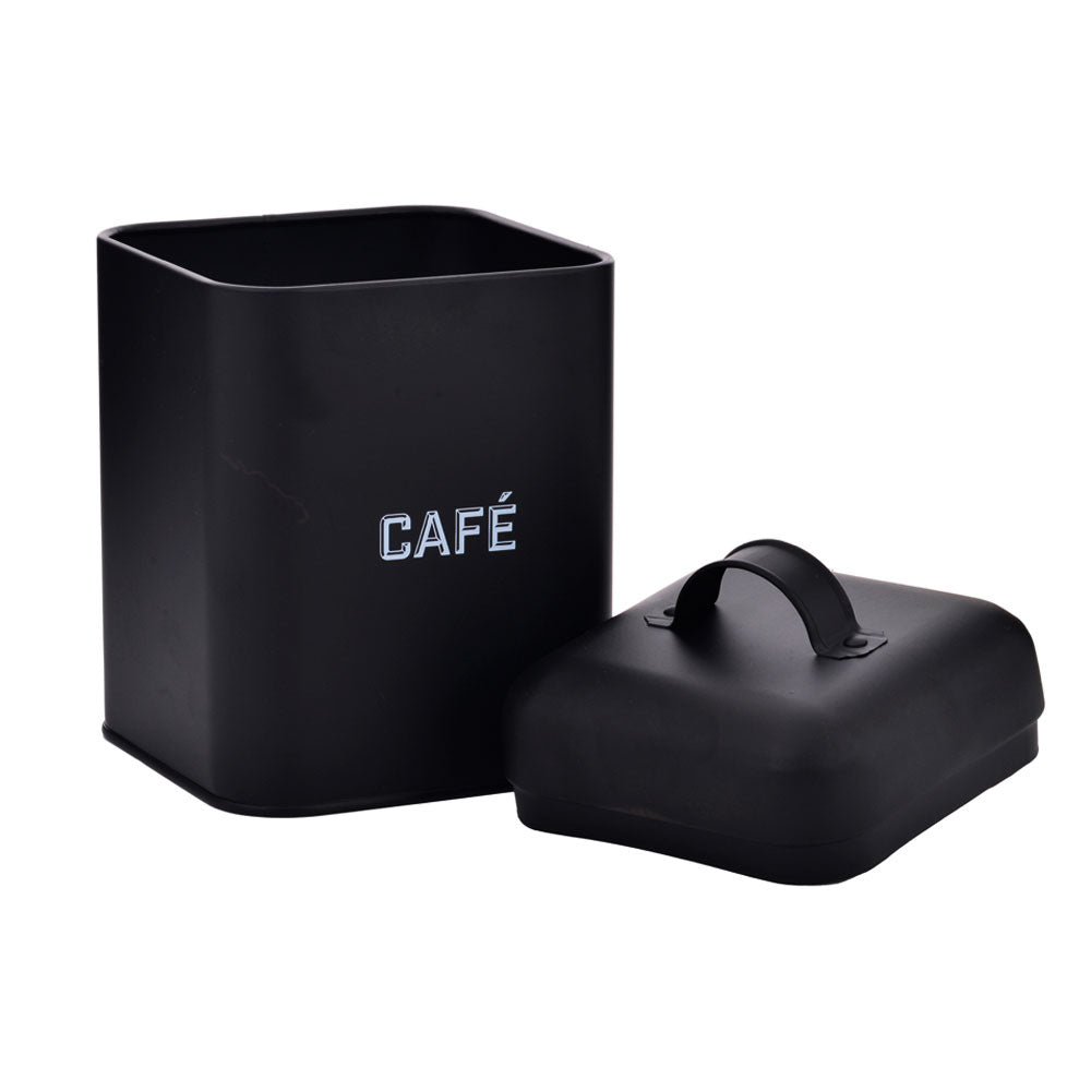 Lata de Café Retrô Preta em Aço Carbono 12x19cm Mai Home