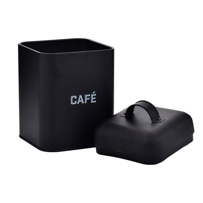 Lata de Café Retrô Preta em Aço Carbono 12x19cm Mai Home