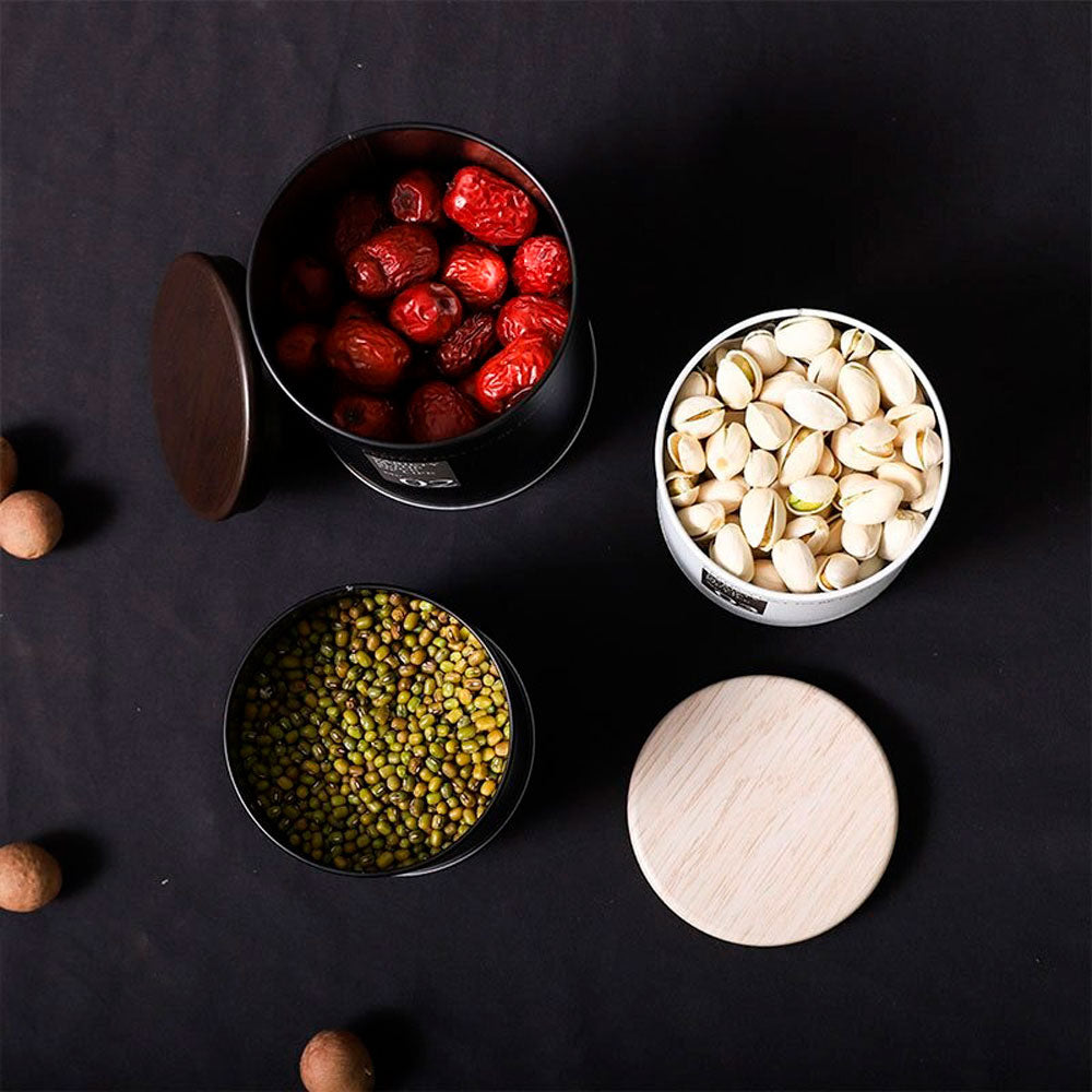 Kit 3 Latas Decorativas de Metal Brancas 450ml 700ml 1000ml Mai Home