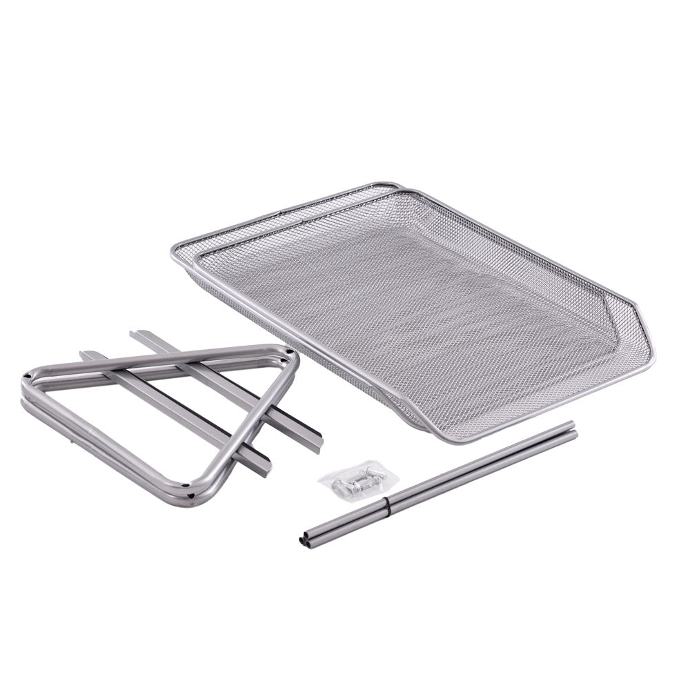 Organizador Horizontal Metal Duplo Prata Mai Home para Escritório