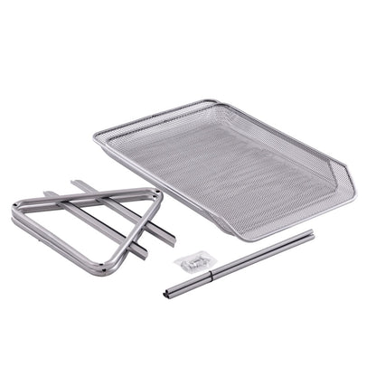 Organizador Horizontal Metal Duplo Prata Mai Home para Escritório