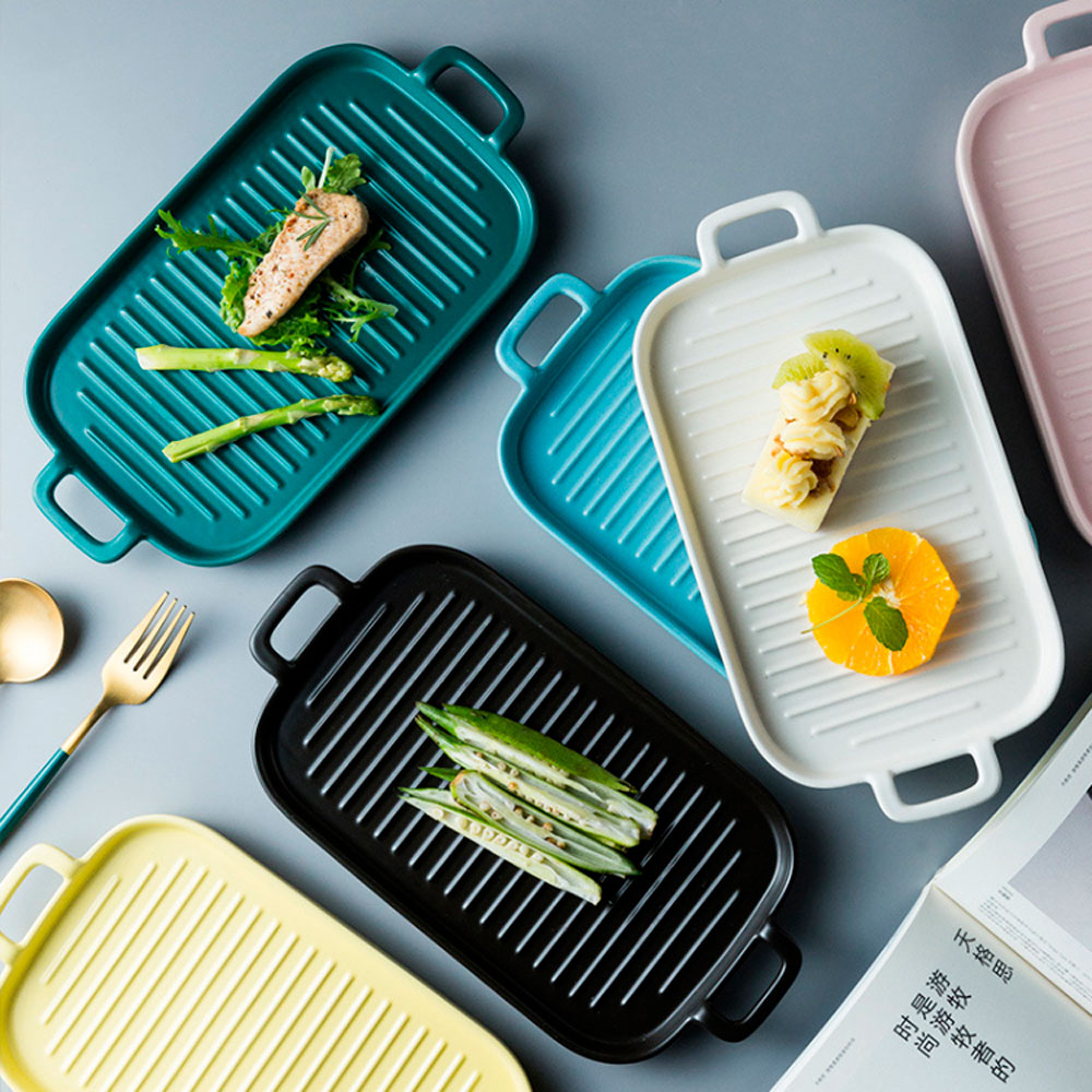 Travessa Cerâmica Retangular Preta 26x18cm Mai Home