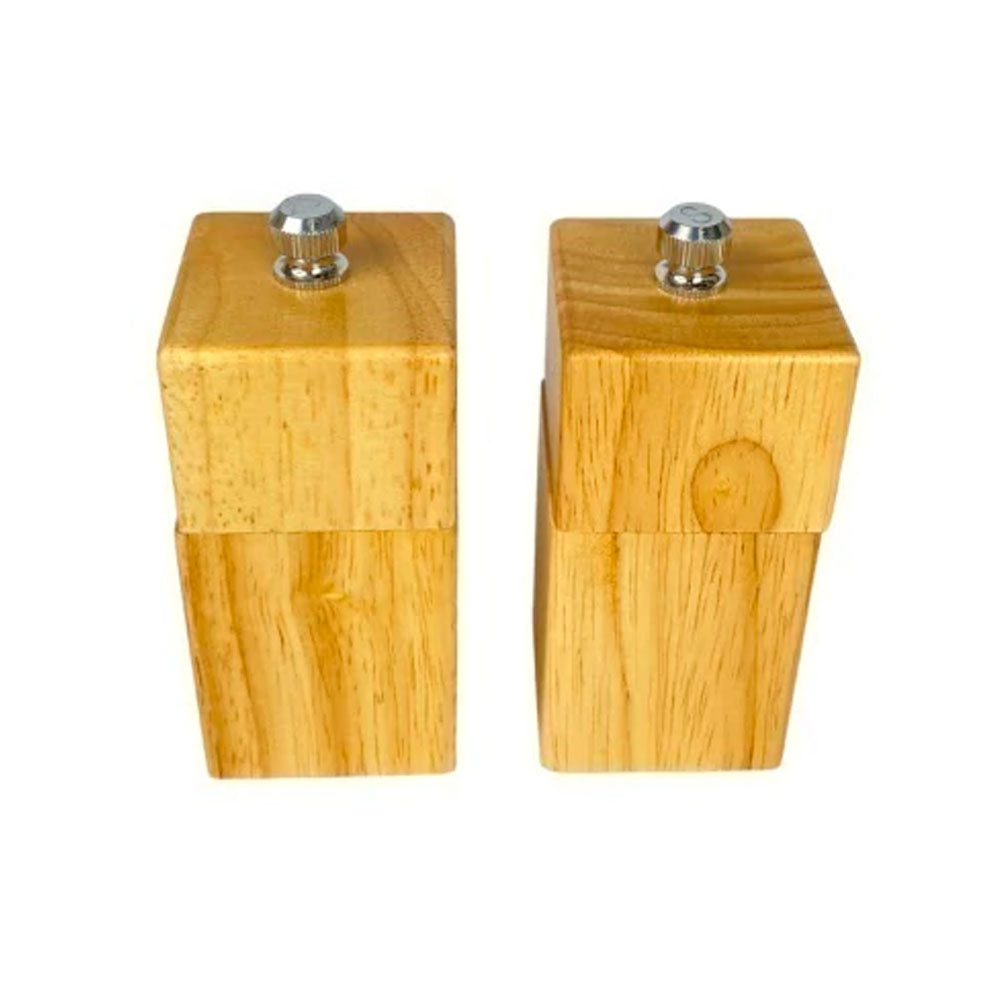 Conjunto Moedor de Sal e Pimenta Mai Home Madeira 4,5x11cm Moagem Ajustável